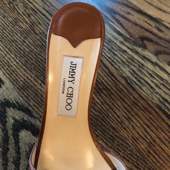 Jimmy Choo tan nappa watersnake slide - Picture 3 of 10